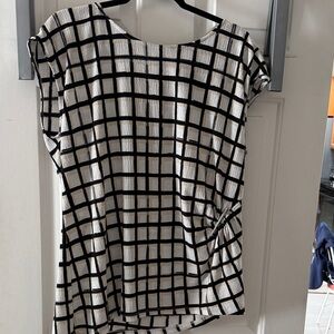 Calvin Klein Black and White Checkered Blouse